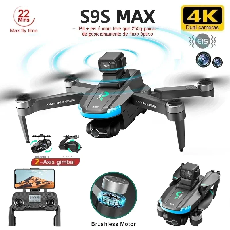 Novo s9s max mini drone 4k 2 e - Drone Lidar avaliação e preço